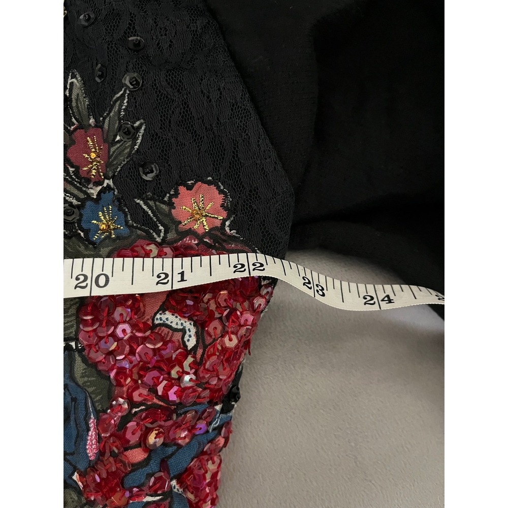 Vintage Jou Jou Black Cropped Jacket Floral Sequin Embroidered Bolero Medium - Picture 9 of 10
